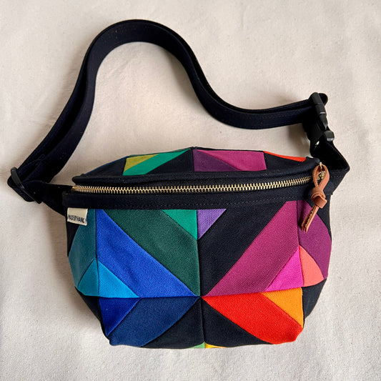 kaleidoscope fanny bag, black with jewel tones