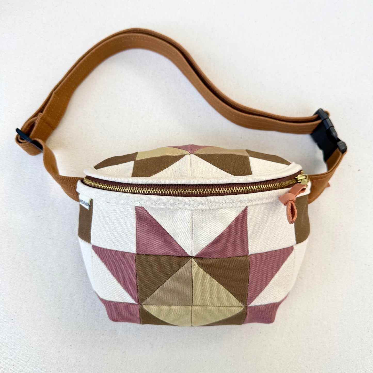 quilt star fanny bag, natural/mauve/sand/mushroom