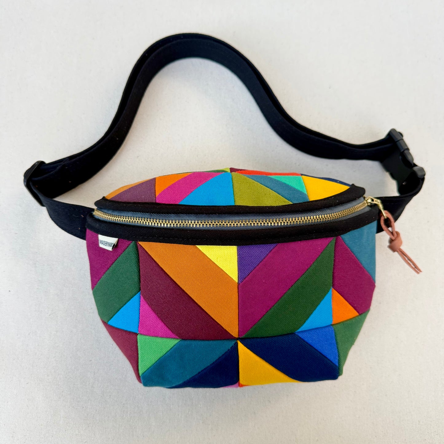 kaleidoscope fanny bag, rainbow-y jewel tones (black)