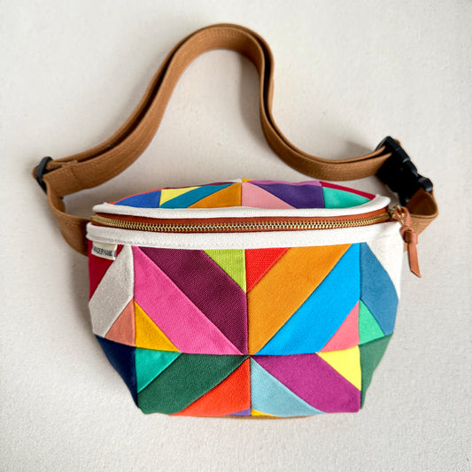 kaleidoscope fanny bag, jewel tones with brights + natural