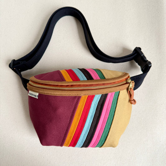 retro stripes fanny bag, wine/honey/seaglass/bubblegum/jade/red/etc