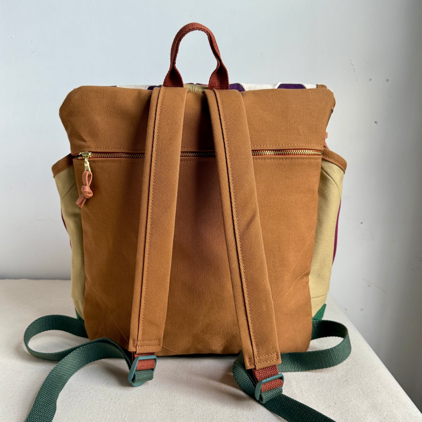 **PRE-ORDER** Roomier Backpack with side pockets, Raspberry Tulip w/ Teal Green + Eggplant
