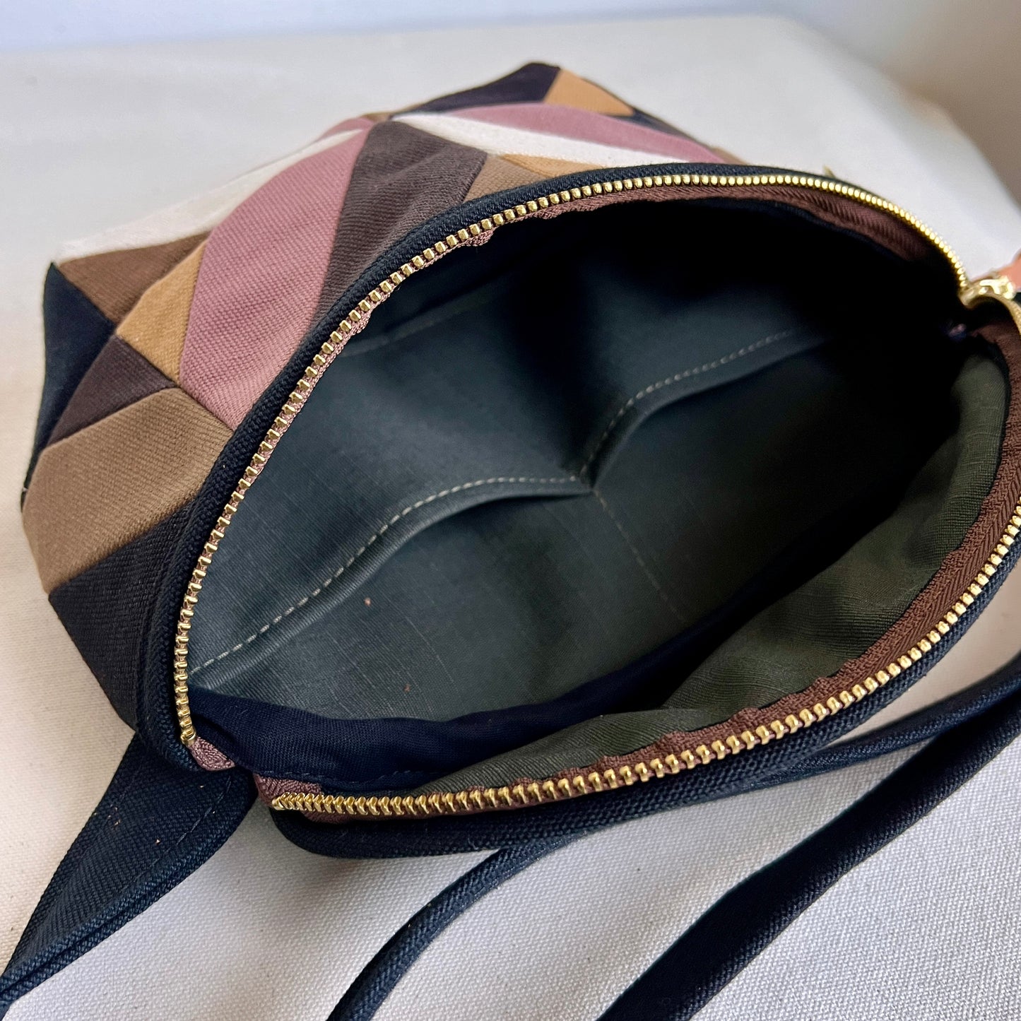 kaleidoscope fanny bag, mauve + neutrals