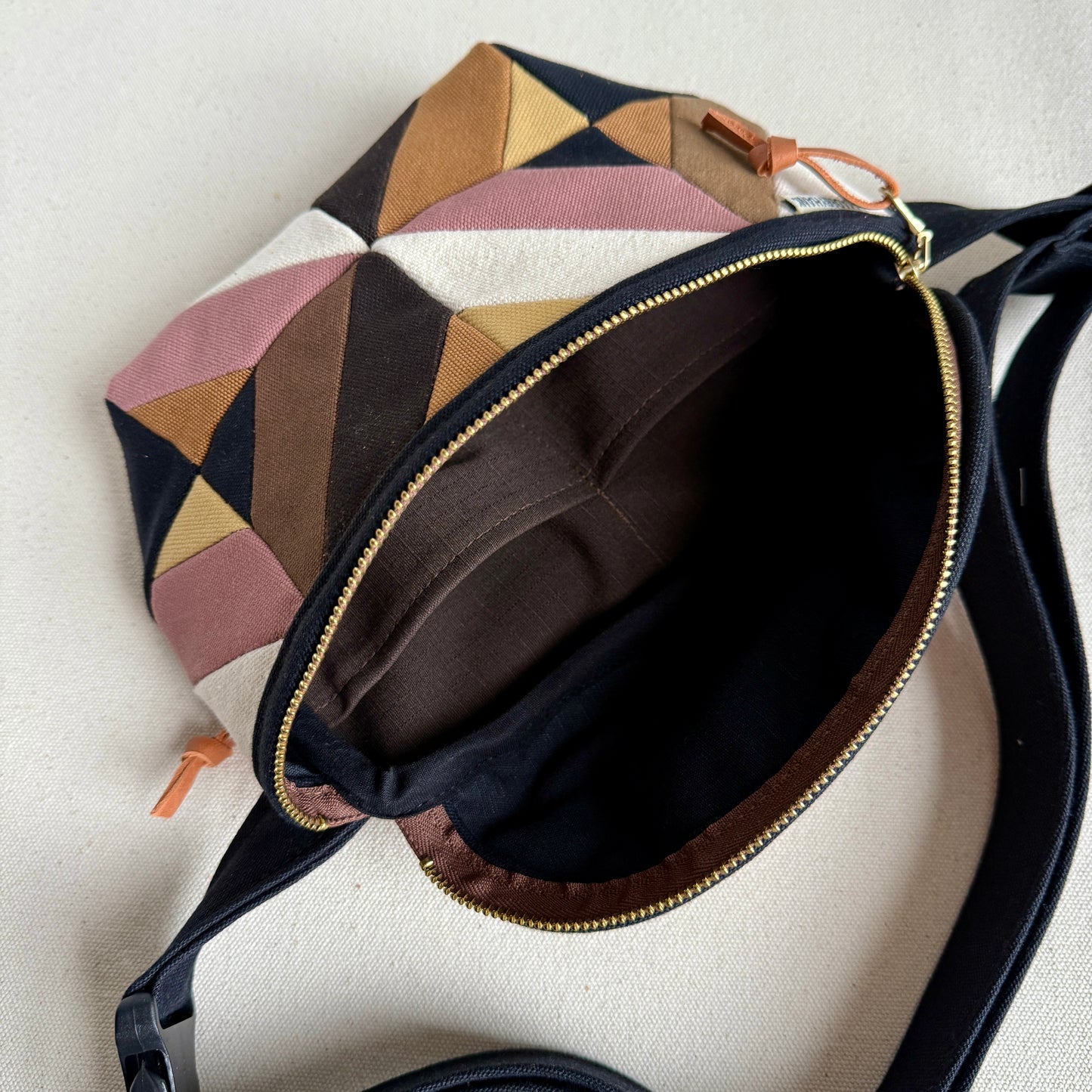 kaleidoscope fanny bag, mauve + neutrals