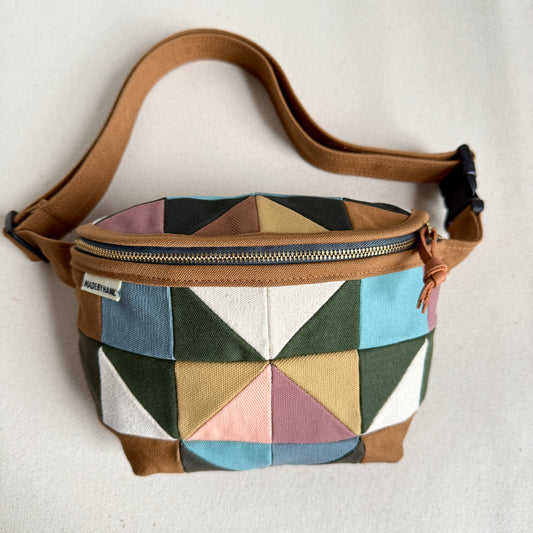 quilt star fanny bag, natural/earth tones