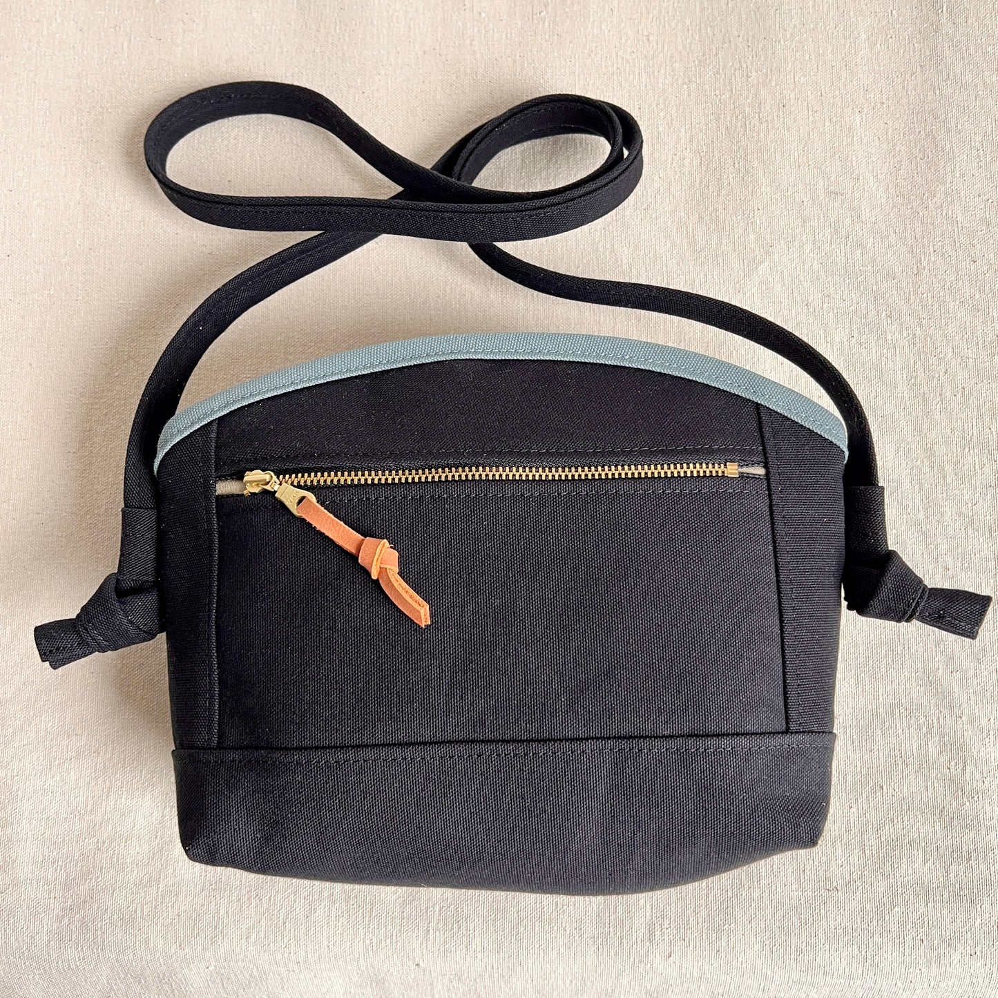 rounded top crossbody bag, slate blue/spruce/midnight/black/ochre etc