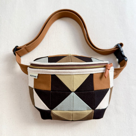 quilt star fanny bag, natural with espresso/caramel/mint/honey