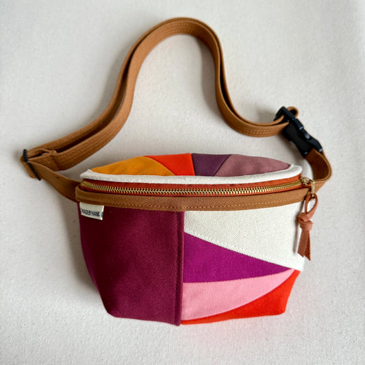 color block fanny bag, raspberry/natural/pink/orange etc