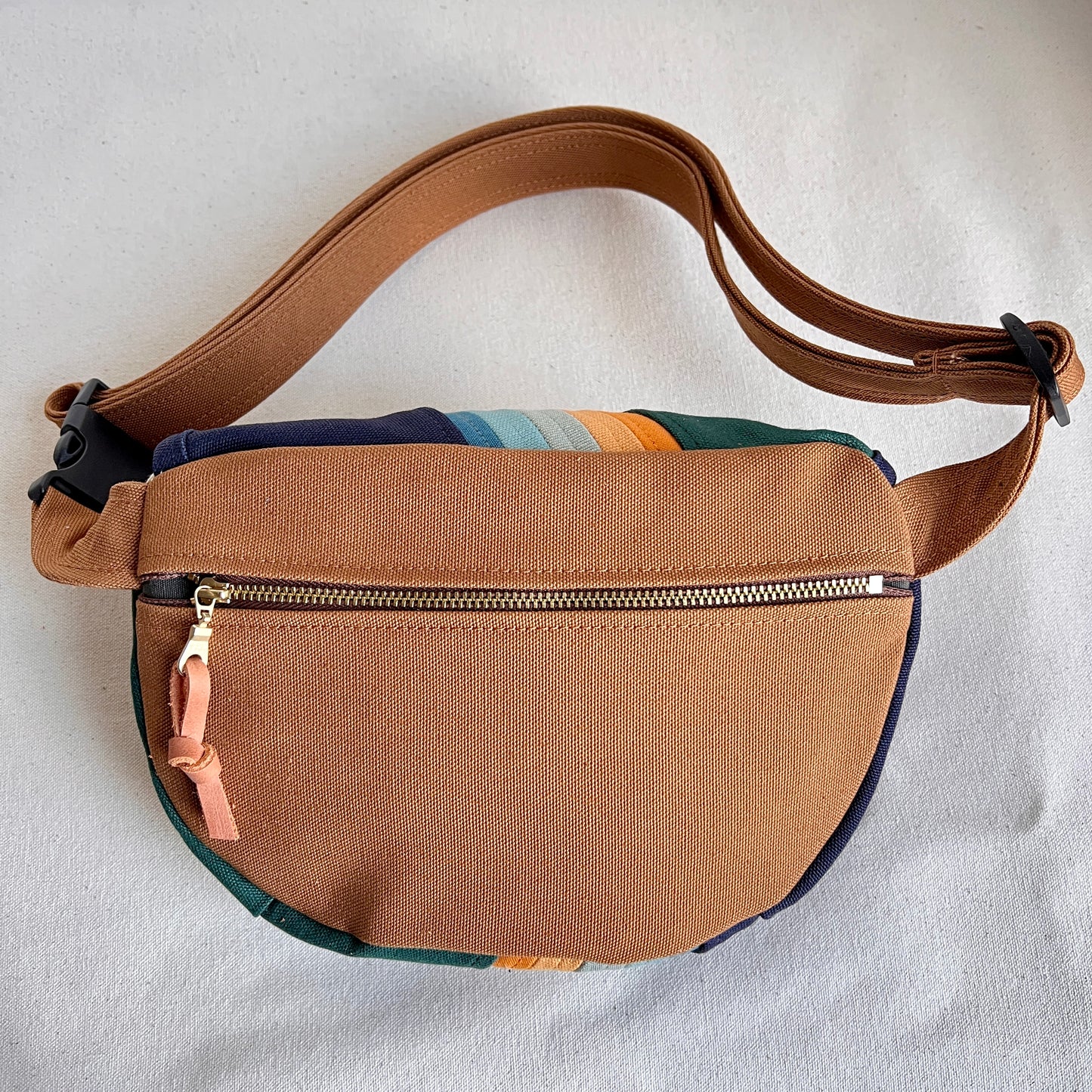 retro stripes fanny bag, navy/deep spruce/ochre/seaglass