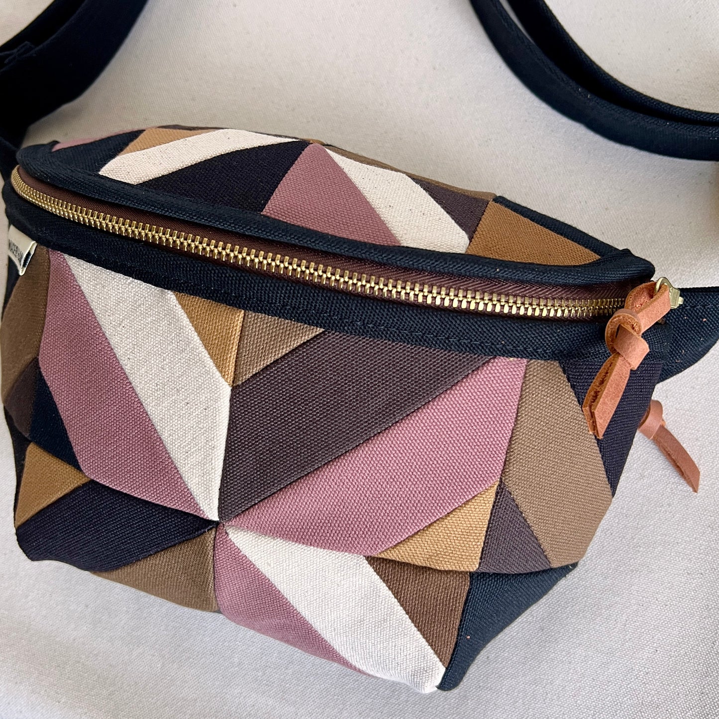 kaleidoscope fanny bag, mauve + neutrals