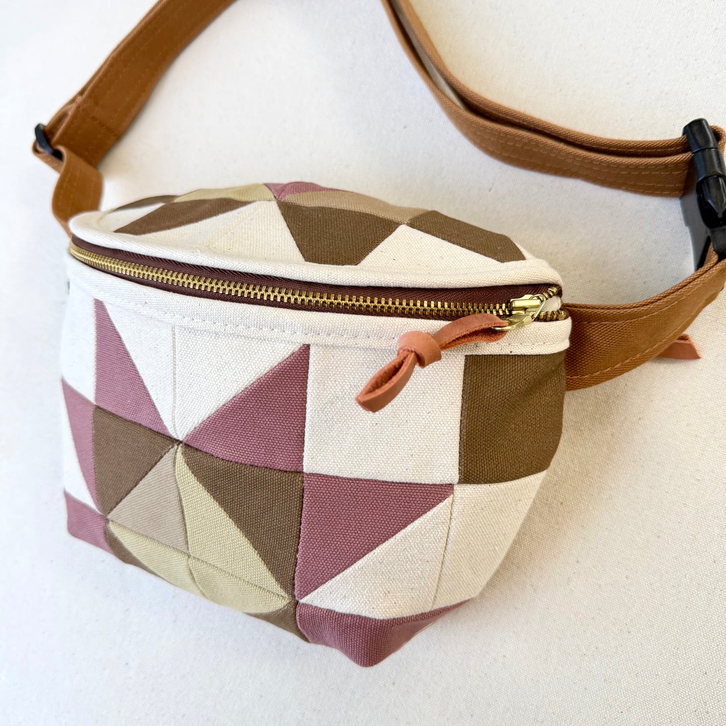 quilt star fanny bag, natural/mauve/sand/mushroom
