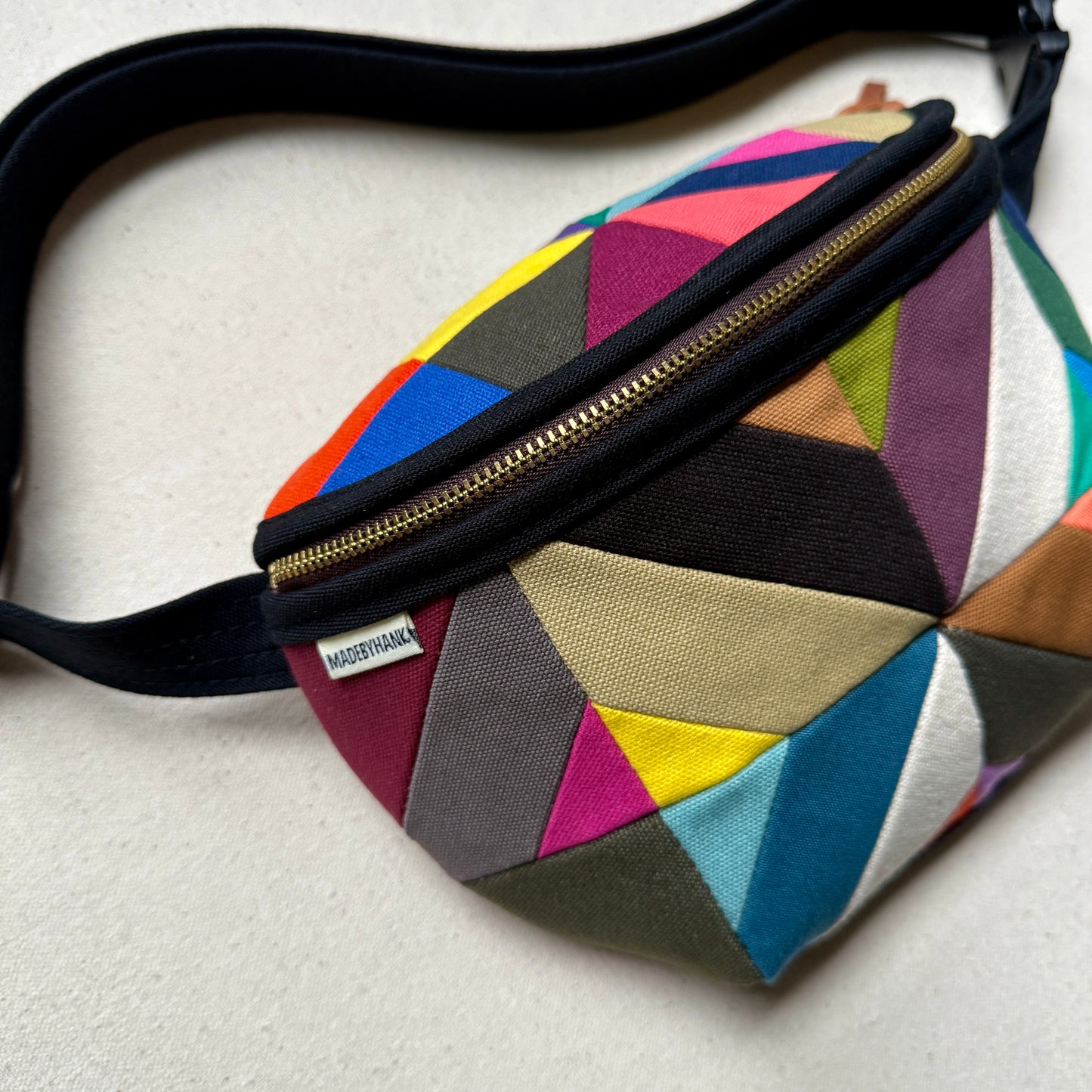 kaleidoscope fanny bag, assorted neutrals + brights