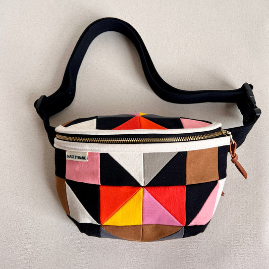 quilt star fanny bag, natural/black/pink/orange/yellow etc