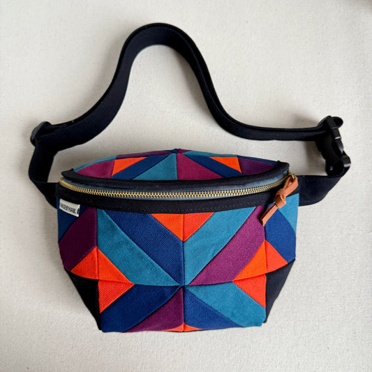 kaleidoscope fanny bag, mulberry/deep sea blue/midnight/tangerine