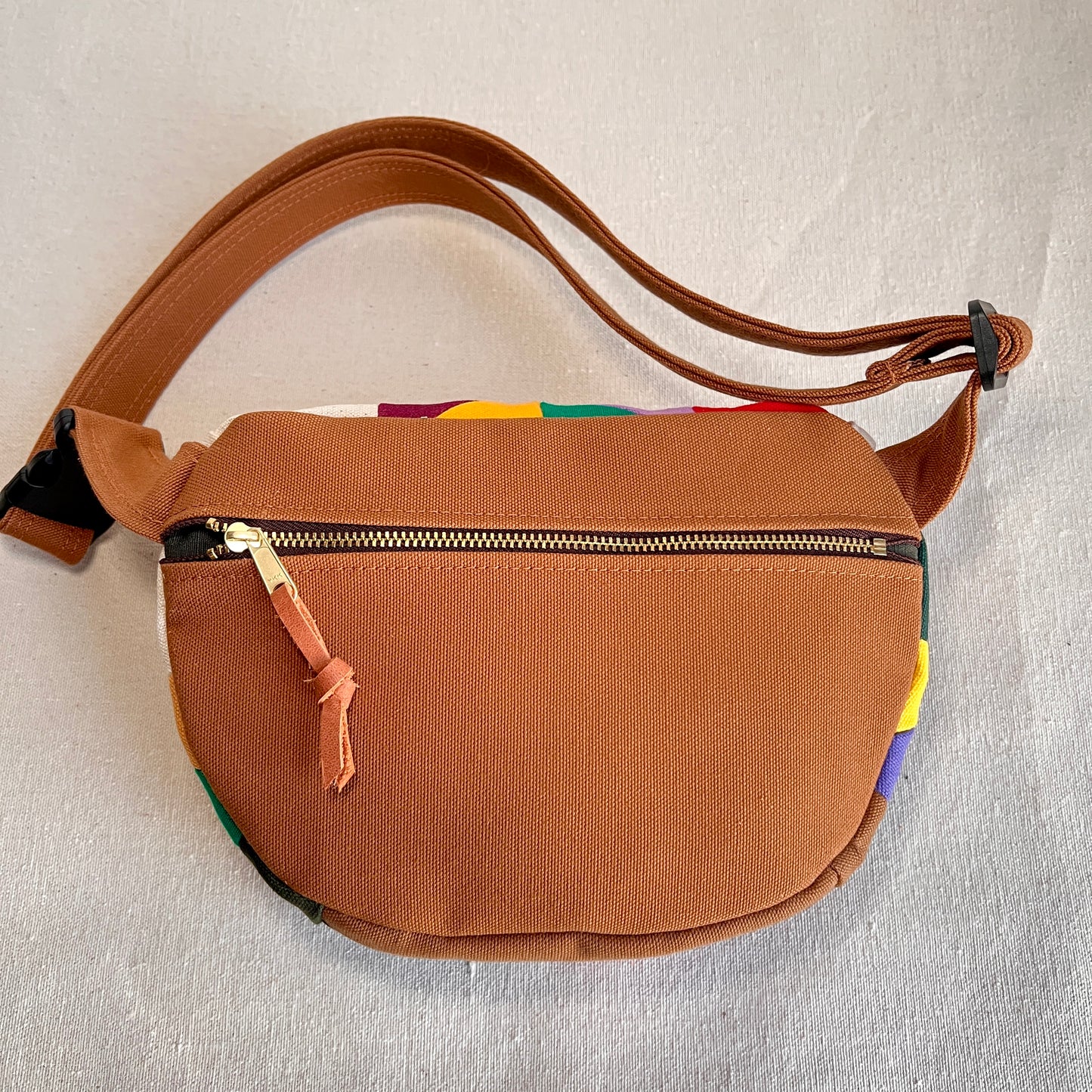 kaleidoscope fanny bag, jewel tones with brights + natural
