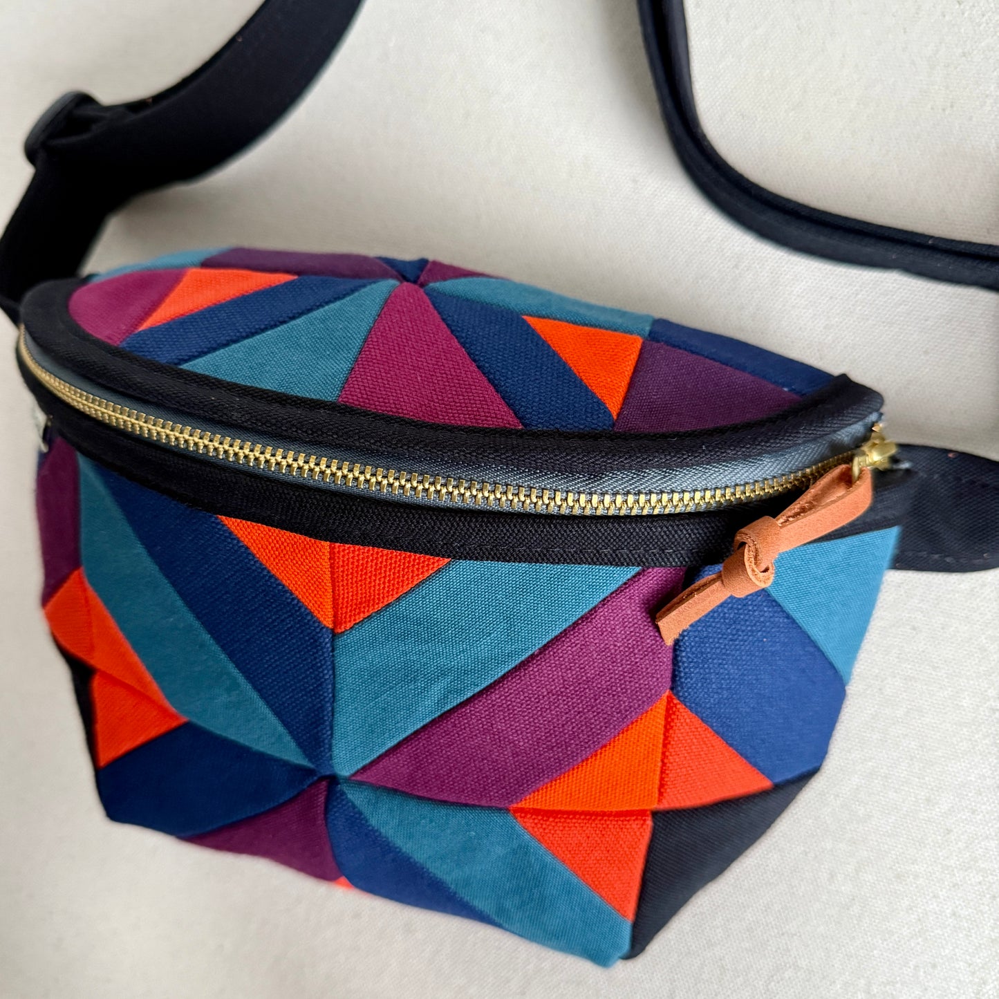 kaleidoscope fanny bag, mulberry/deep sea blue/midnight/tangerine