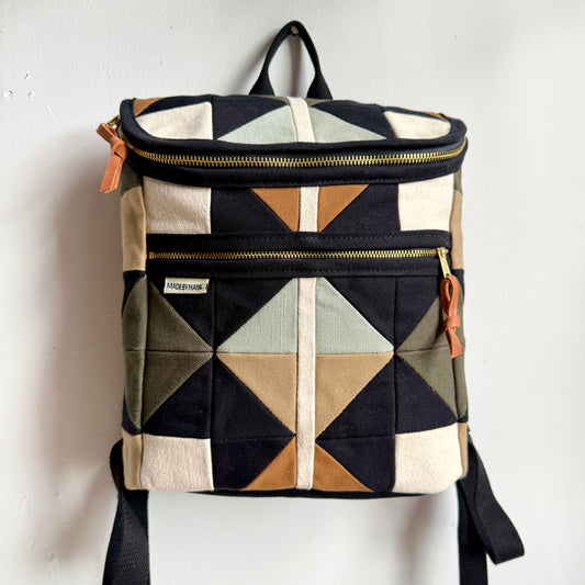 fractured quilt star backpack, black/mint/sand/caramel/natural (original size)