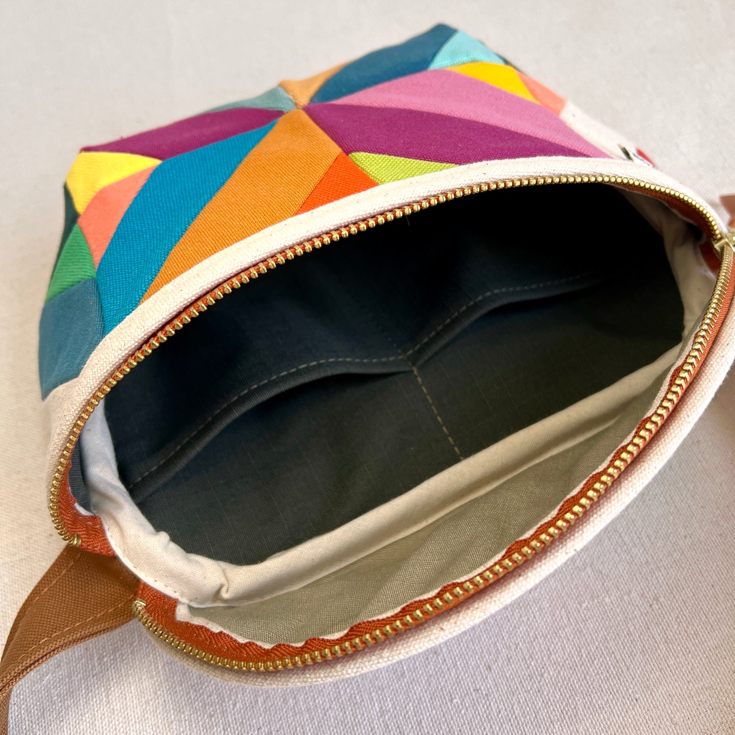 kaleidoscope fanny bag, jewel tones with brights + natural