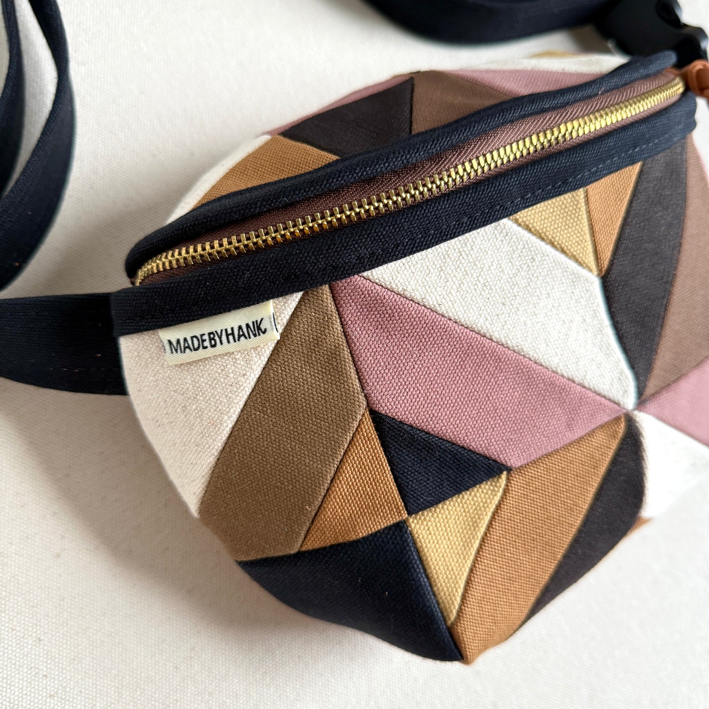 kaleidoscope fanny bag, mauve + neutrals