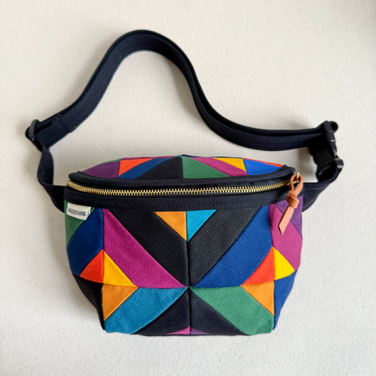 kaleidoscope fanny bag, black with brights