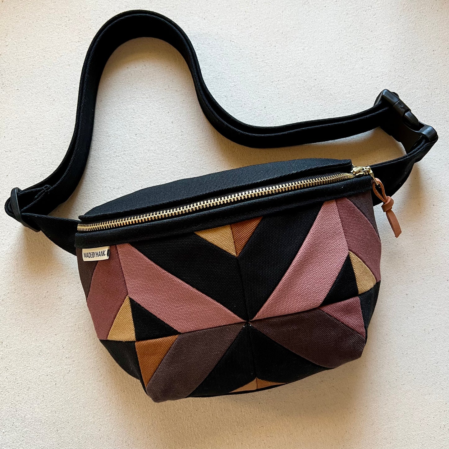 kaleidoscope fanny bag, mauve + neutrals (black)